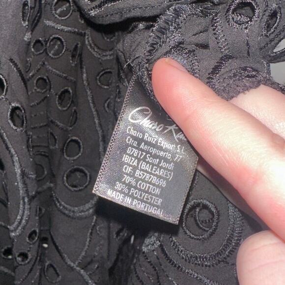 Charo Ruiz Aurora Strapless Midi Dress Eyelet Lace Corset Top Black Size Large - Picture 7 of 9